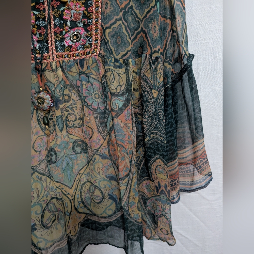 Soft Surroundings Emerald Shira Peasant Top Size Petite L - Picture 6 of 10